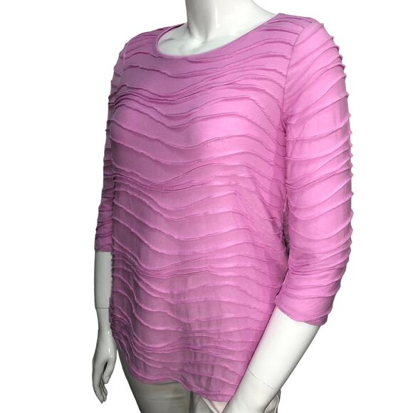 Chicos Top Womens Size 1 US 8 Pink Knit Shirt Blouse Textured 3/4 Sleeve NEW - Picture 4 of 13